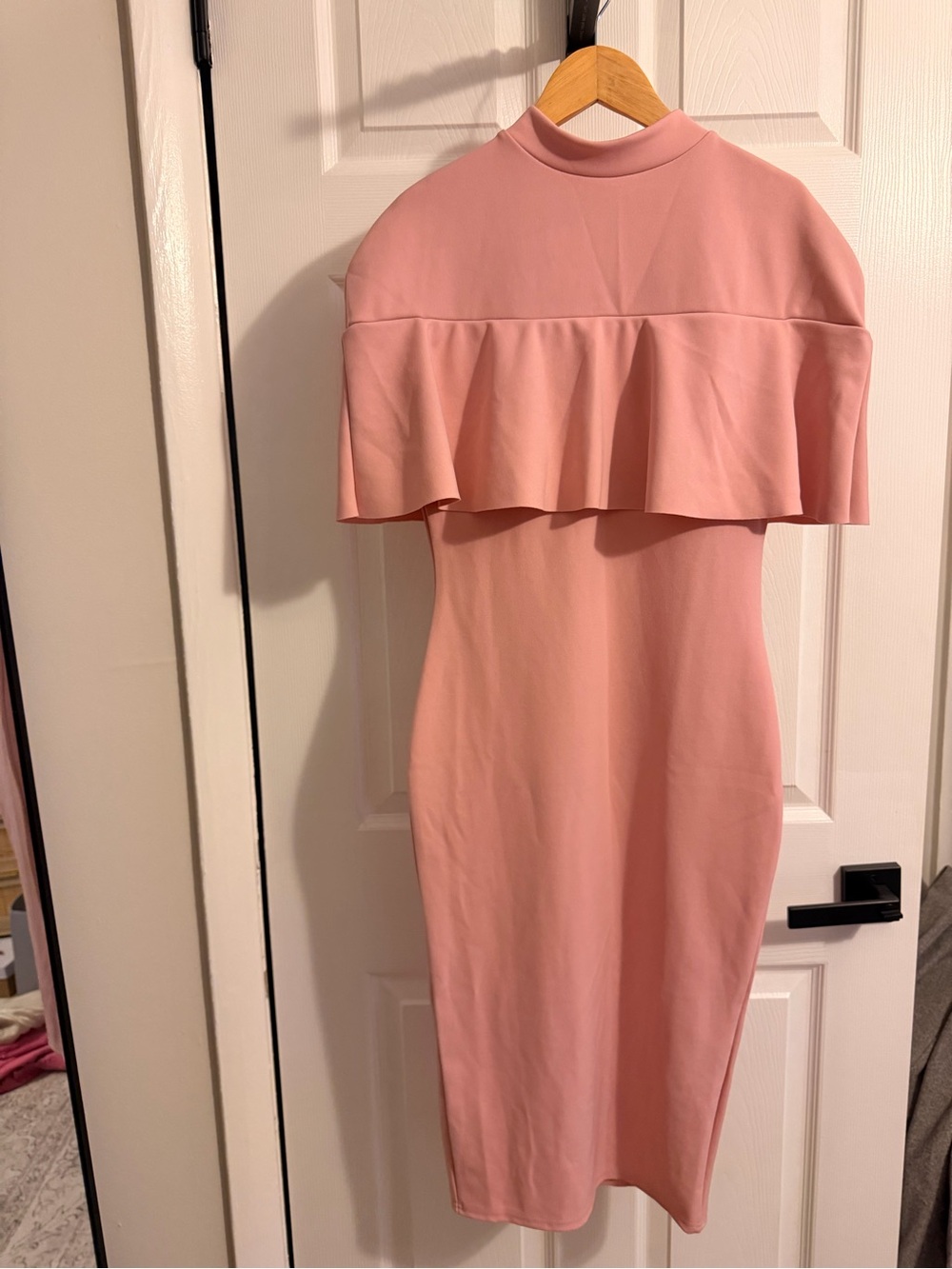 Missguided Dusty Pink Midi Cape-Back Dress
